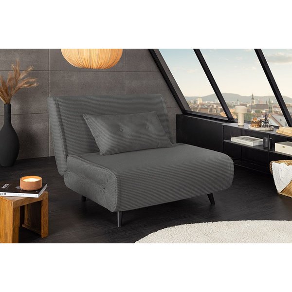 riess-ambiente Relaxsessel SMART MULTIFUNCTION 100cm grau - Cord Stoff, Bettfunktion, mit Kissen (Einzelartikel, 1-St), ausziehbare Schlafgelegenheit - ideal fü