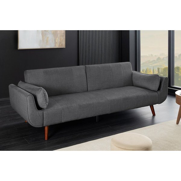 riess-ambiente Schlafsofa DIVANI 220cm grau/braun - Samt, Walnussholz, inkl. Kissen, Retrodesign, Einzelartikel 1 Teile, 3-Sitzer mit Bettfunktion - ideal für W