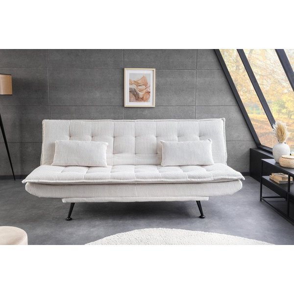 riess-ambiente Schlafsofa JAZZ 190cm beige – 3-Sitzer Sofa mit Bettfunktion, Cordbezug, modern, Einzelartikel 1 Teile, komfortable Ausziehcouch mit Polsterung –