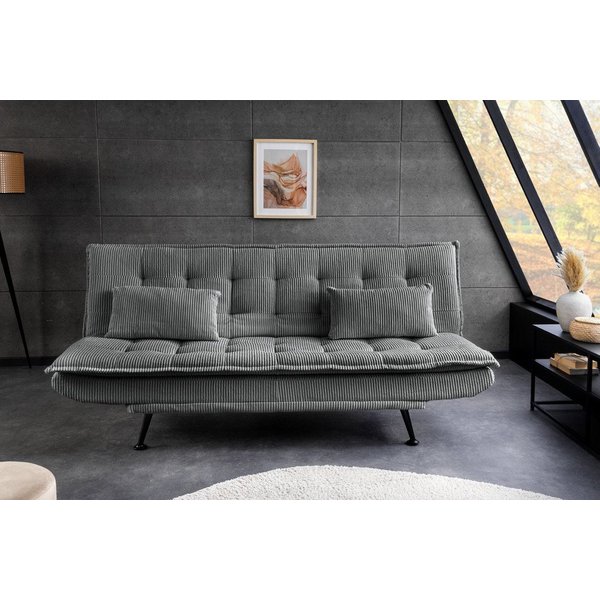 riess-ambiente Schlafsofa JAZZ 190cm grau – 3-Sitzer Sofa mit Bettfunktion, Cordbezug, modern, Einzelartikel 1 Teile, komfortable Ausziehcouch mit Polsterung – 