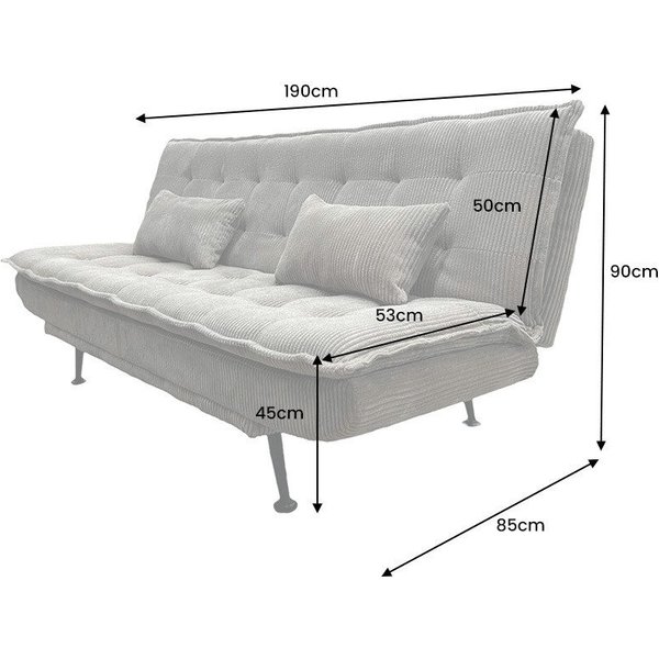 riess-ambiente Schlafsofa JAZZ 190cm greige – 3-Sitzer Sofa mit Bettfunktion, Cordbezug, modern, Einzelartikel 1 Teile, komfortable Ausziehcouch mit Polsterung 