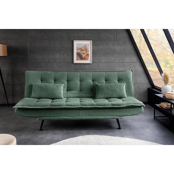riess-ambiente Schlafsofa JAZZ 190cm grün – 3-Sitzer Sofa mit Bettfunktion, Cordbezug, modern, Einzelartikel 1 Teile, komfortable Ausziehcouch mit Polsterung – 
