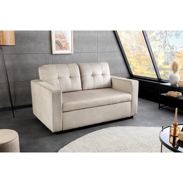 riess-ambiente Schlafsofa SMART 2-Sitzer champagner beige – Samt, ausziehbar, Nosagfederung, Einzelartikel 1 Teile, kompakte Ausziehcouch mit Polsterung – ideal