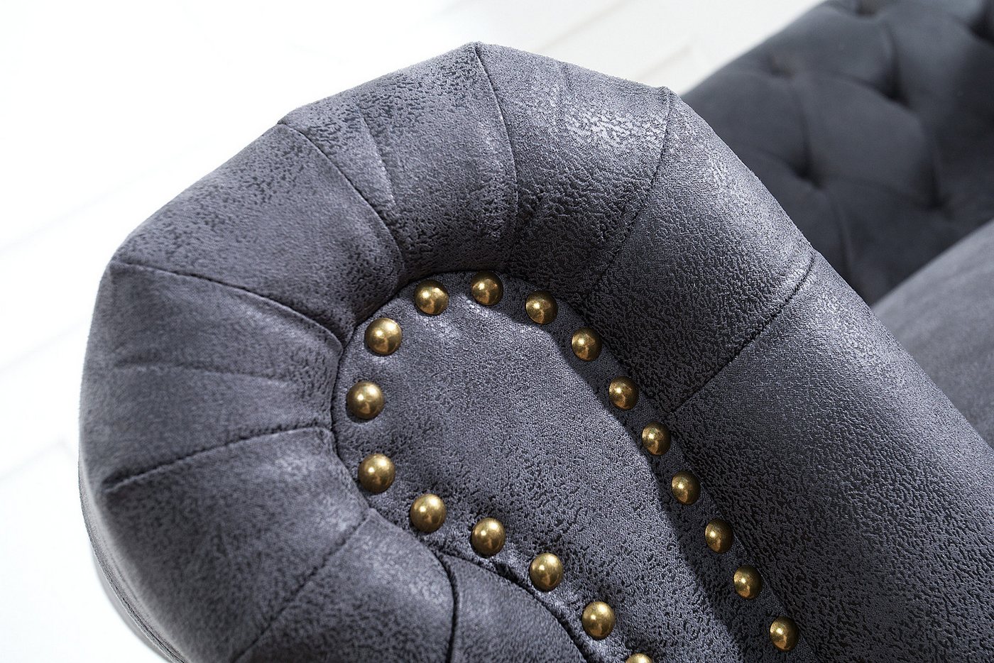 riess-ambiente Sofa CHESTERFIELD 200cm antik grau, Einzelartikel 1 Teile, Wohnzimmer · Microfaser · 3-Sitzer · Federkern – Bild 5 von 5