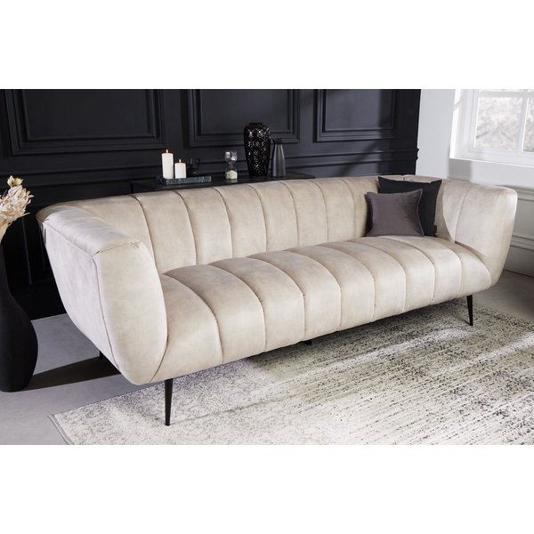 riess-ambiente Sofa NOBLESSE 225cm champagner / schwarz, Einzelartikel 1 Teile, Wohnzimmer · Samt · Metall · 3-Sitzer · Federkern · Retro Design