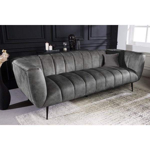riess-ambiente Sofa NOBLESSE 225cm grau / schwarz, Einzelartikel 1 Teile, Wohnzimmer · Samt · Metall · 3-Sitzer · Federkern · Retro Design
