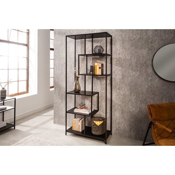 riess-ambiente Standregal SLIM LINE 185cm schwarz, Einzelartikel 1-tlg., Wohnzimmer · Esche-Design · Metall · mit Ablage · Industrial