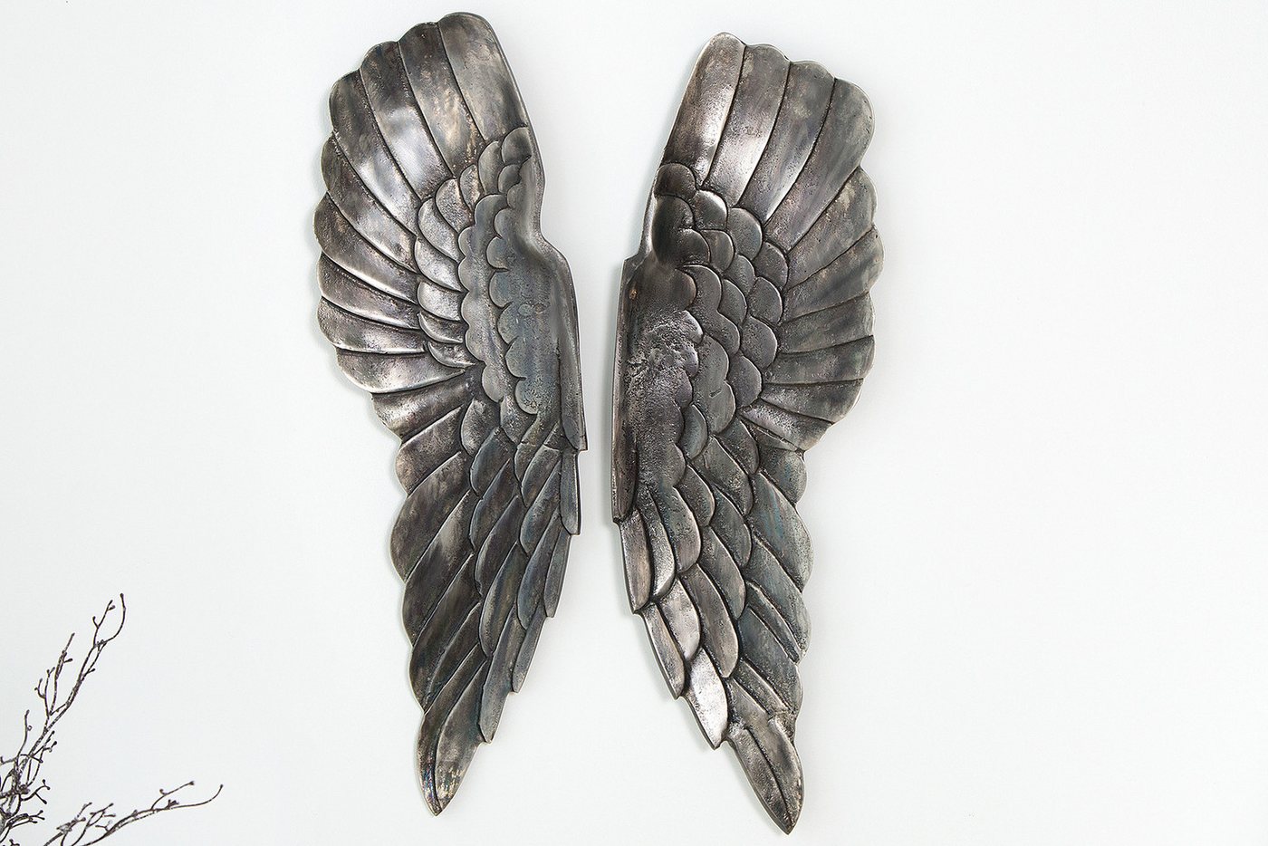 riess-ambiente Wanddekoobjekt FALLEN ANGEL 65cm silber, Flügel · Wanddekoration · Wohnzimmer · Metall – Bild 2 von 4