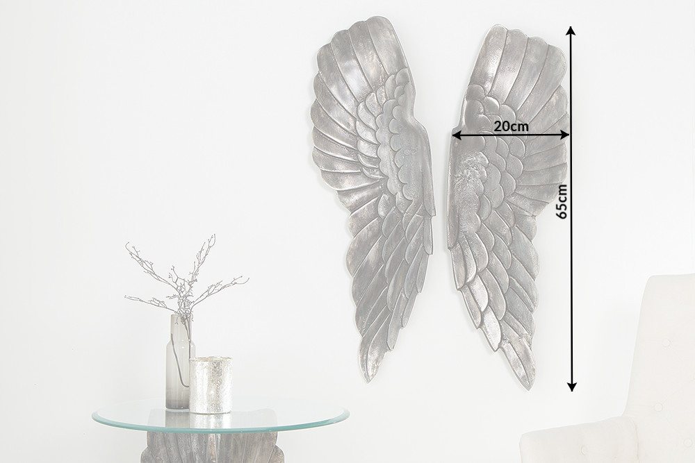 riess-ambiente Wanddekoobjekt FALLEN ANGEL 65cm silber, Flügel · Wanddekoration · Wohnzimmer · Metall – Bild 3 von 4