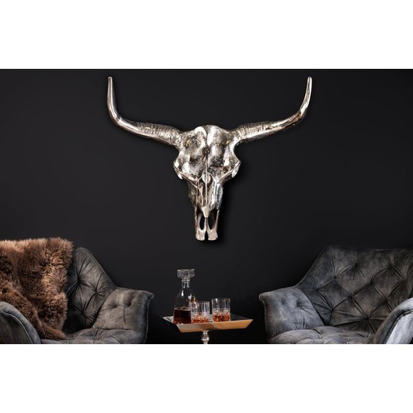 riess-ambiente Wanddekoobjekt MATADOR 70cm silber, Stierkopf · Skulptur · Metall · Wanddekoration