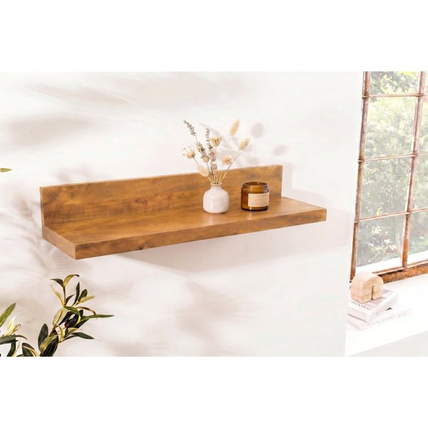 riess-ambiente Wandregal MAKASSAR 80cm braun - Mango-Massivholz, Ablage, honey finish, handmade, Einzelartikel 1-tlg., Schwebendes Dekoboard - ideal für Wohn- u