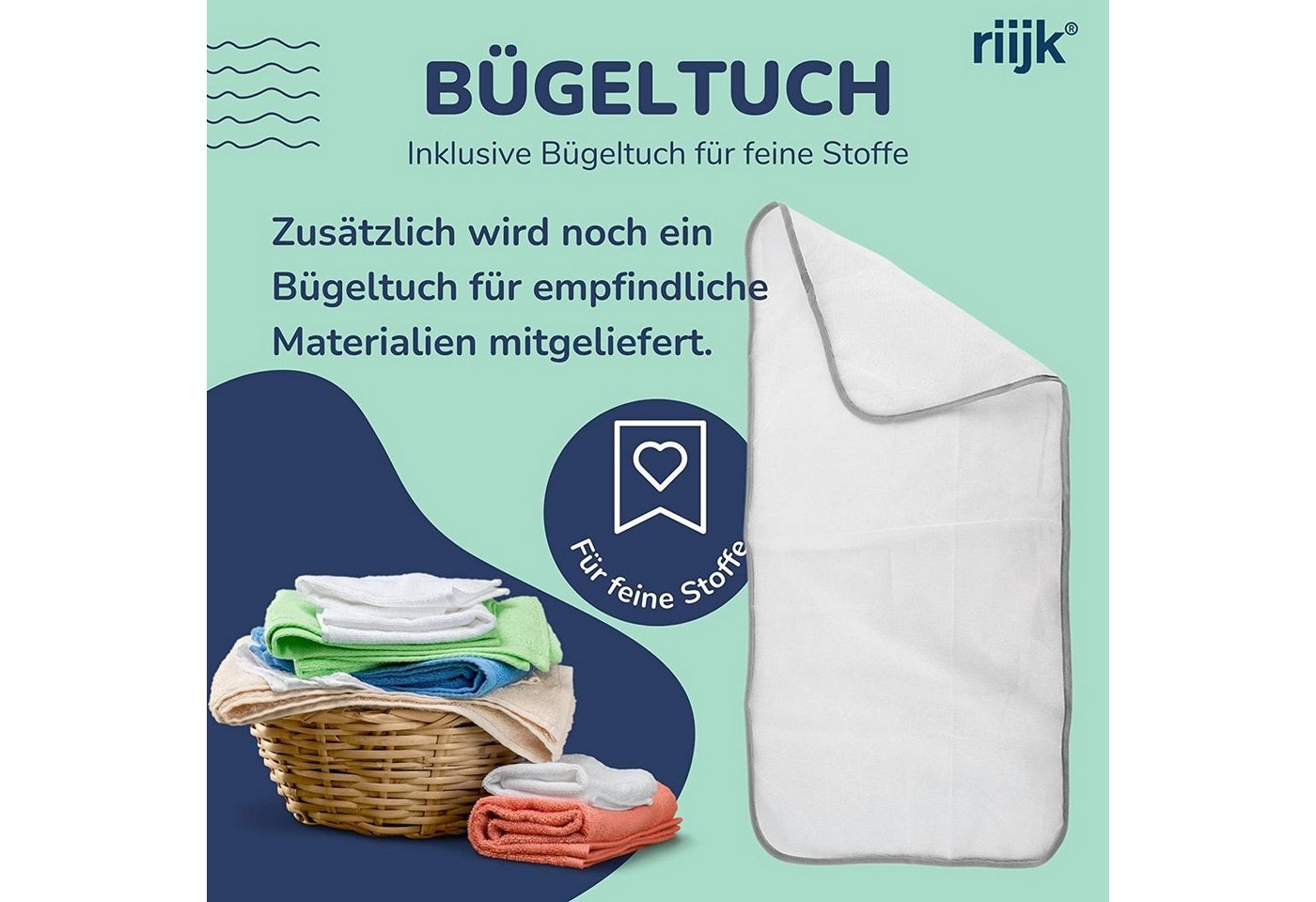 riijk Bügelbrettbezug Bügeltischbezug, Zubehör für universal passend bis 125cm Länge und 45cm Breite, Bezug Spanner Bügeltuch – Bild 4 von 5