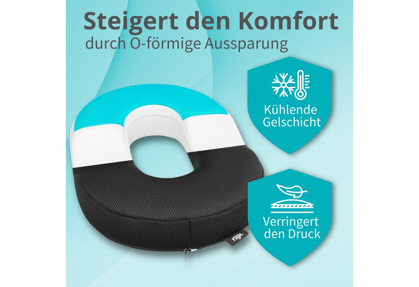 riijk Multi-Stützkissen Gel Sitzring, Donutkissen mit Spezialschaum, Gel Sitzkissen, Steißbeinkissen Ideal nach OP, Schwangerschaft & bei Hämorrhoiden, Ringkiss – Bild 4 von 5