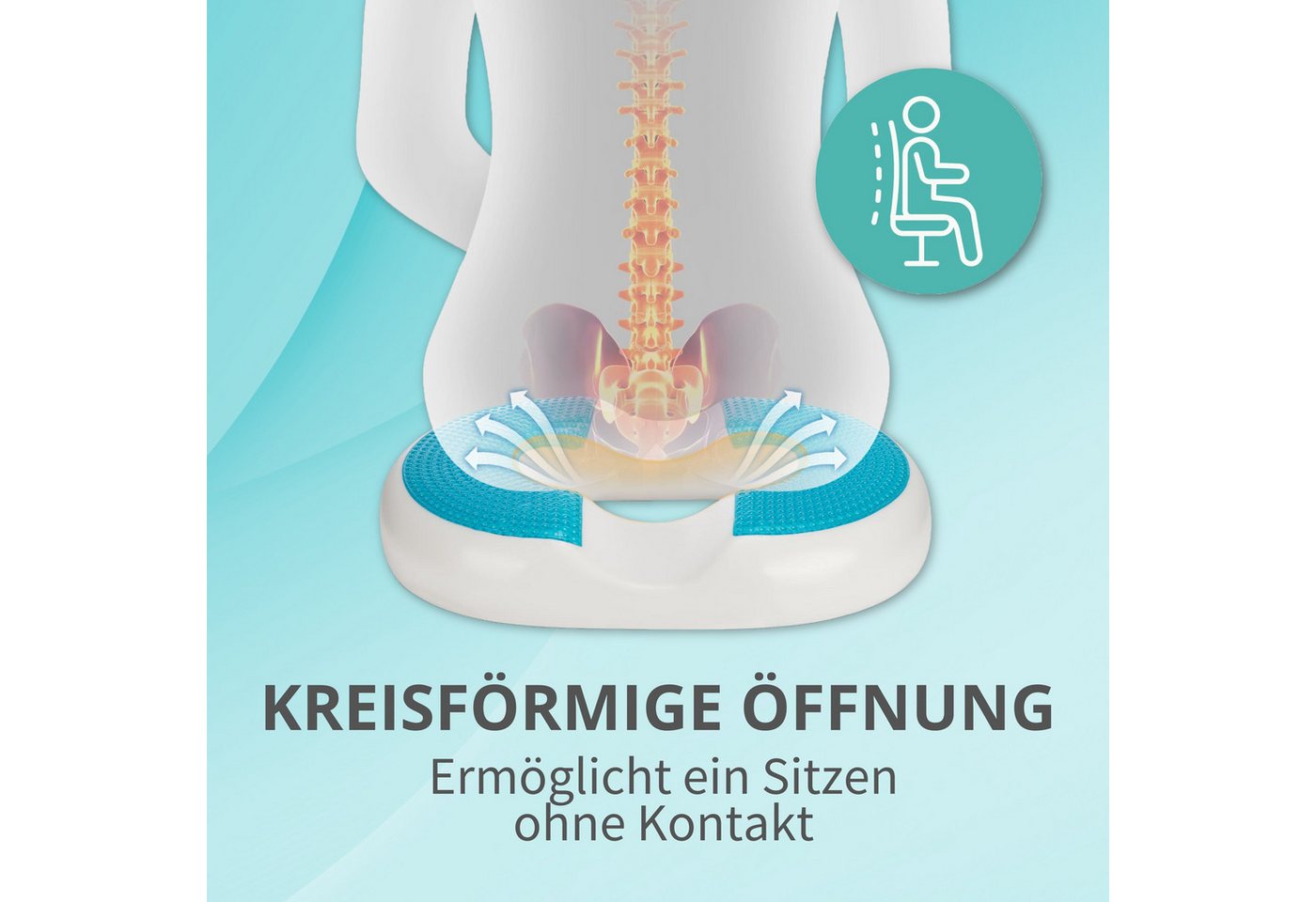 riijk Multi-Stützkissen Gel Sitzring, Donutkissen mit Spezialschaum, Gel Sitzkissen, Steißbeinkissen Ideal nach OP, Schwangerschaft & bei Hämorrhoiden, Ringkiss – Bild 5 von 5