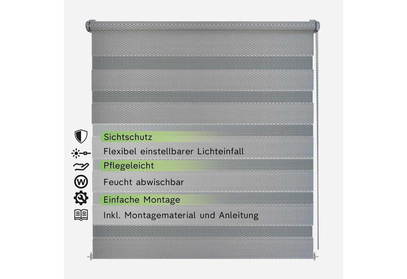 Doppelrollo Rollo RON, Rikmani, Klemm- oder Schraubmontage, Moderne Optik, Klemm- oder Schraubmontage, Sicht- und Sonnenschutz – Bild 3 von 5
