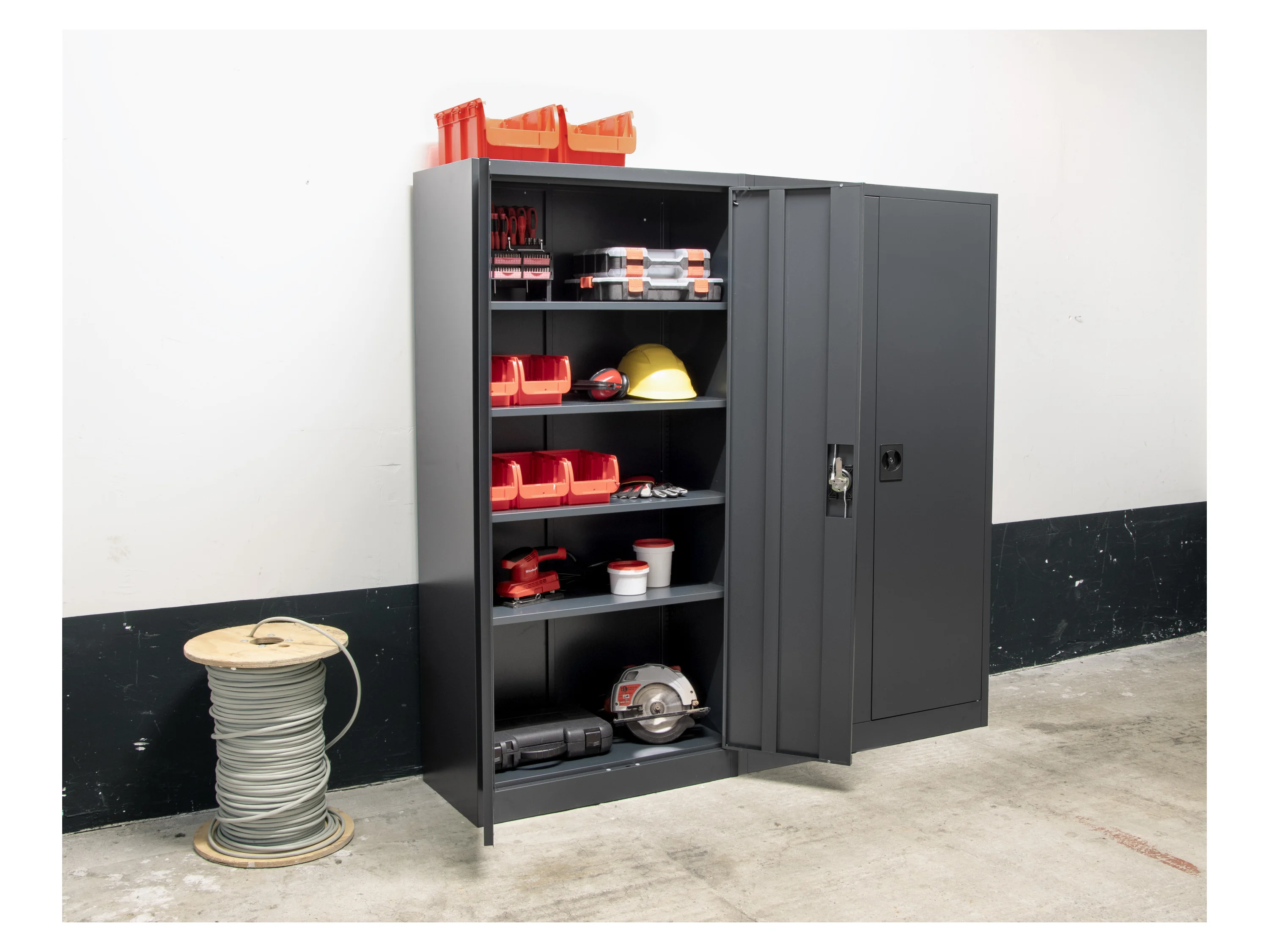 RIKTA Metallschrank anthrazit, H 168 X B 80 X T 40cm, 250kg Belastung – Bild 3 von 4