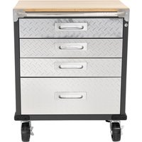 RIKTA ProLine Rollwagen mit 4 Schubladen, B 71 X T 46 X H 89cm, 154kg Belastung, FSC 100%, Buche