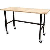 RIKTA Werkbank mit Rollen, B 140 X T 60 X H 84cm, 200kg Belastung, Fichte