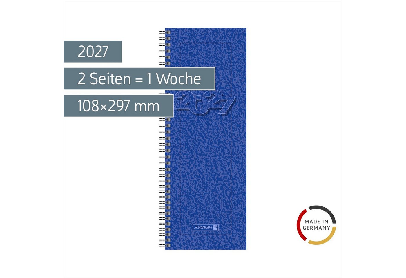 BRUNNEN Ringbuchkalender BRUNNEN Vormerkbuch Mod. 783 2027, 108×297 mm, Karton, blau – Bild 2 von 3