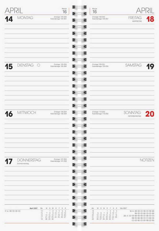 BRUNNEN Ringbuchkalender BRUNNEN Vormerkbuch Mod. 783 2027, 108×297 mm, Karton, blau – Bild 3 von 3