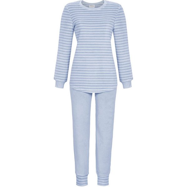 Ringella Pyjama aus Stretchfrottee, mit geringeltem Oberteil und Bündchen (2 tlg) formstabil & pflegeleicht