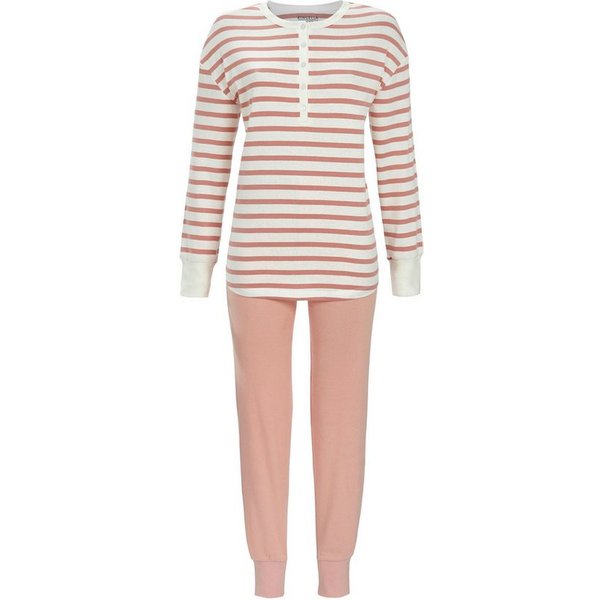 Ringella Pyjama - Schlafanzug mit Strickbündchen und Oberteil mit Knopfleiste 100% Baumwolle