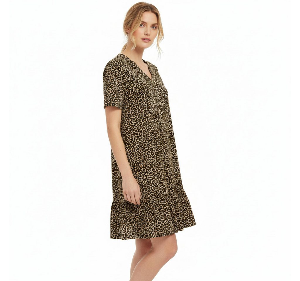Ringella Sommerkleid aus feiner, leichter Webware mit V-Ausschnitt und Volantsaum Viskose/Elasthan-Mischung – Bild 3 von 5