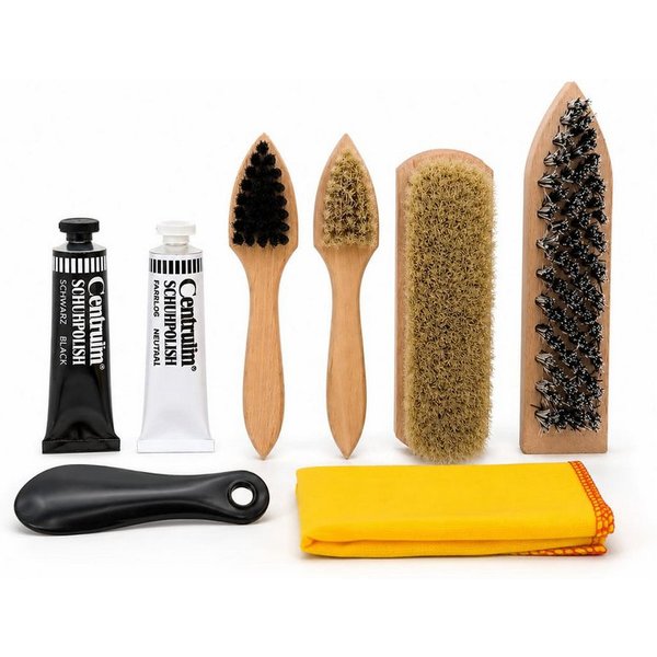 Ringelspitz Schuhputzbürste Schuhputzset 8-teilig, Schuhpflege Set mit Bürsten & Schuhcreme, (8-tlg)