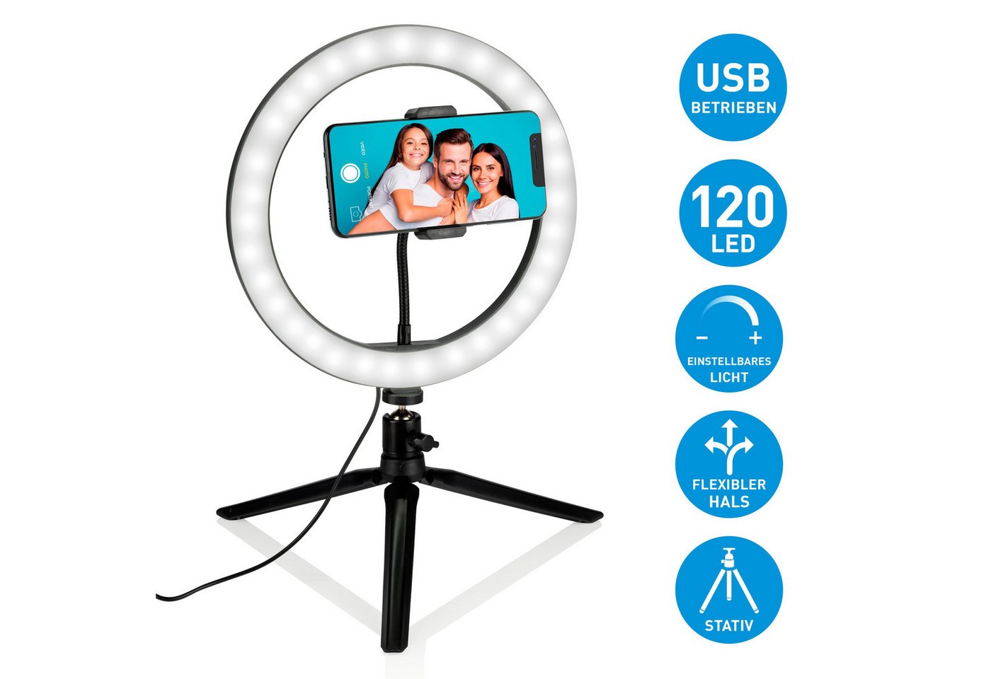 Grundig Ringlicht Grundig Ringlicht Stativ LED 25 cm – Bild 3 von 5