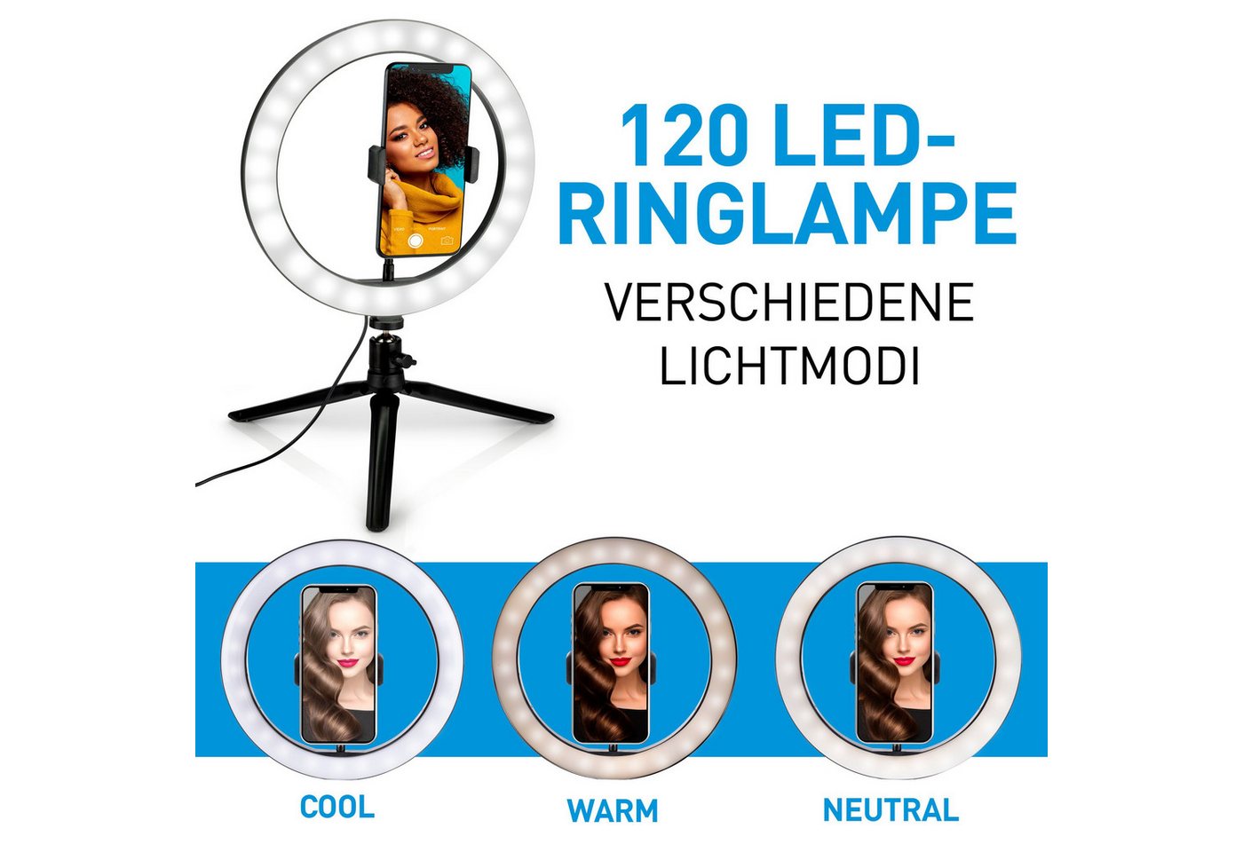 Grundig Ringlicht Grundig Ringlicht Stativ LED 25 cm – Bild 4 von 5