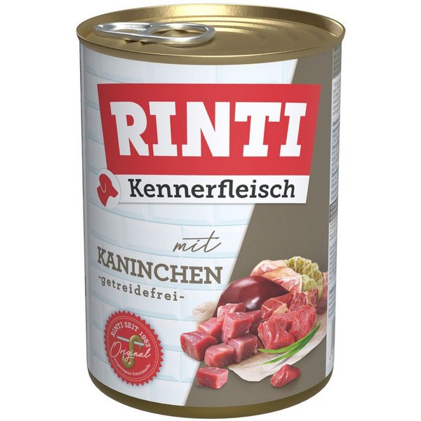 Rinti Kennerfleisch Kaninchen 400 g - 12 Stück, Nassfutter für: Hund