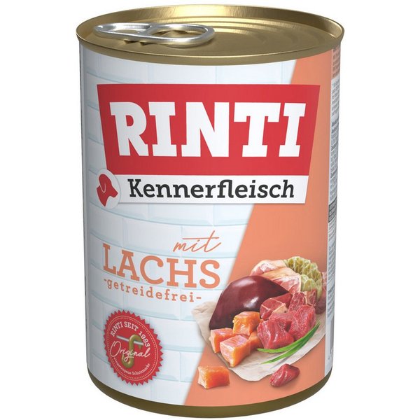 Rinti Kennerfleisch Lachs 400 g - 12 Stück, Nassfutter für: Hund