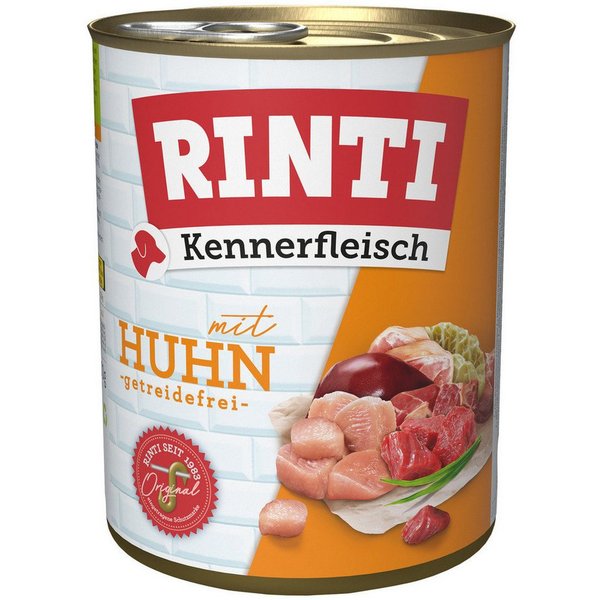Rinti Kennerfleisch mit Huhn 800 g - 12 Stück, Nassfutter für: Hund