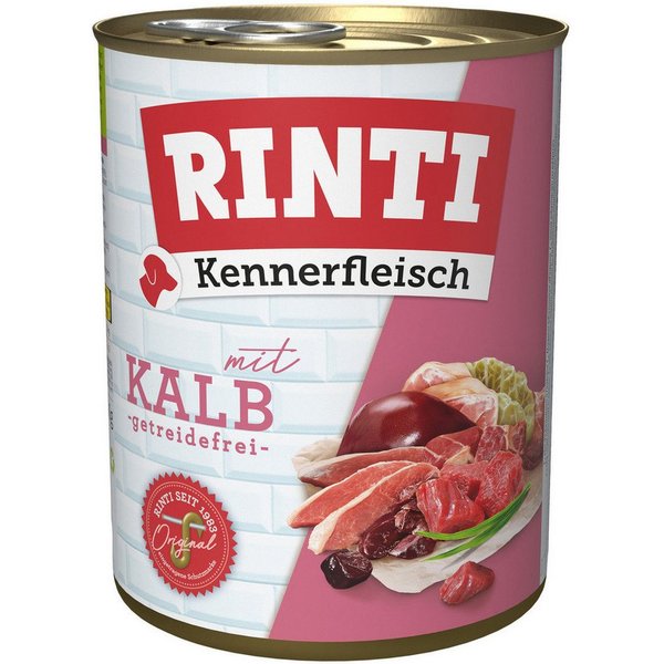 Rinti Kennerfleisch mit Kalb 800 g - 12 Stück, Nassfutter für: Hund