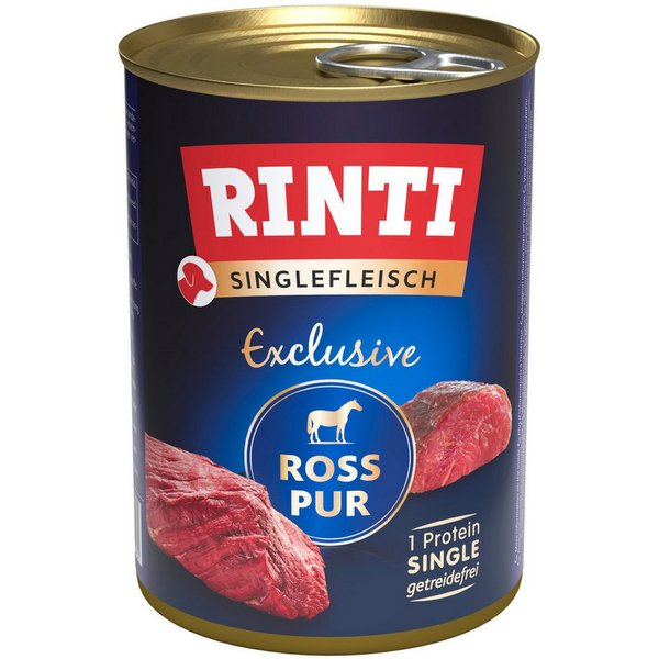 Rinti Singlefleisch Exclusive Ross Pur 400 g - 12 Stück, Nassfutter für: Hund