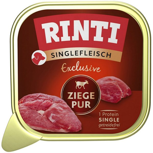 Rinti Singlefleisch Exclusive Ziege pur 150 g - 10 Stück, Nassfutter für: Hund