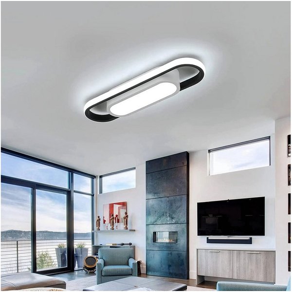 Riserva Deckenleuchte LED Deckenleuchte 24W, 6500K, Schwarz-Weiß, 40 × 12 × 5 cm, LED wechselbar