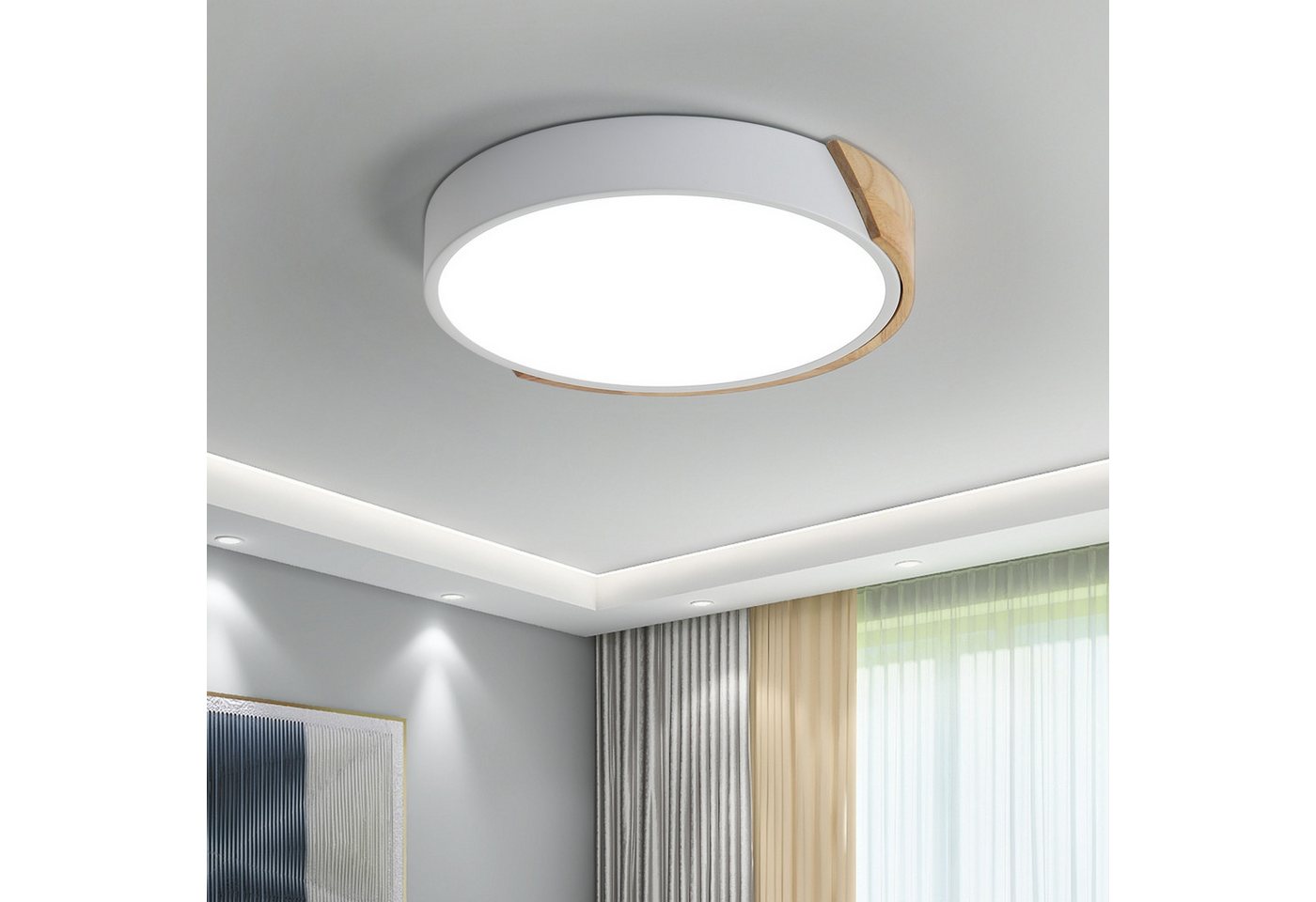 Riserva Deckenleuchte LED Deckenleuchte 24W rund, 30 cm, Holzoptik, 6500K – Bild 4 von 4