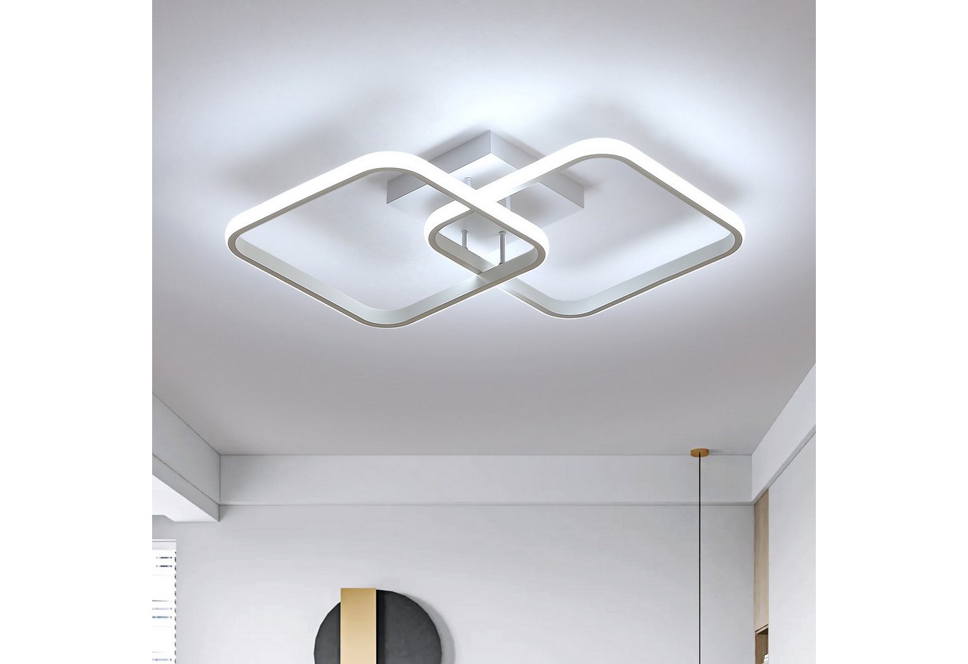 Riserva Deckenleuchte LED Deckenleuchte dimmbar 50W Fernbedienung Wohnzimmer Weiß, LED wechselbar – Bild 2 von 5