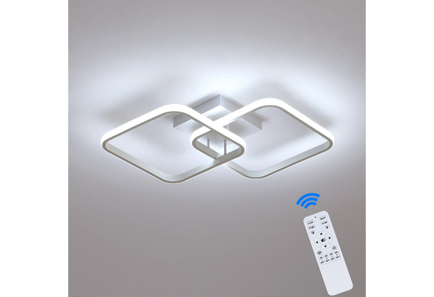 Riserva Deckenleuchte LED Deckenleuchte dimmbar 50W Fernbedienung Wohnzimmer Weiß, LED wechselbar – Bild 3 von 5