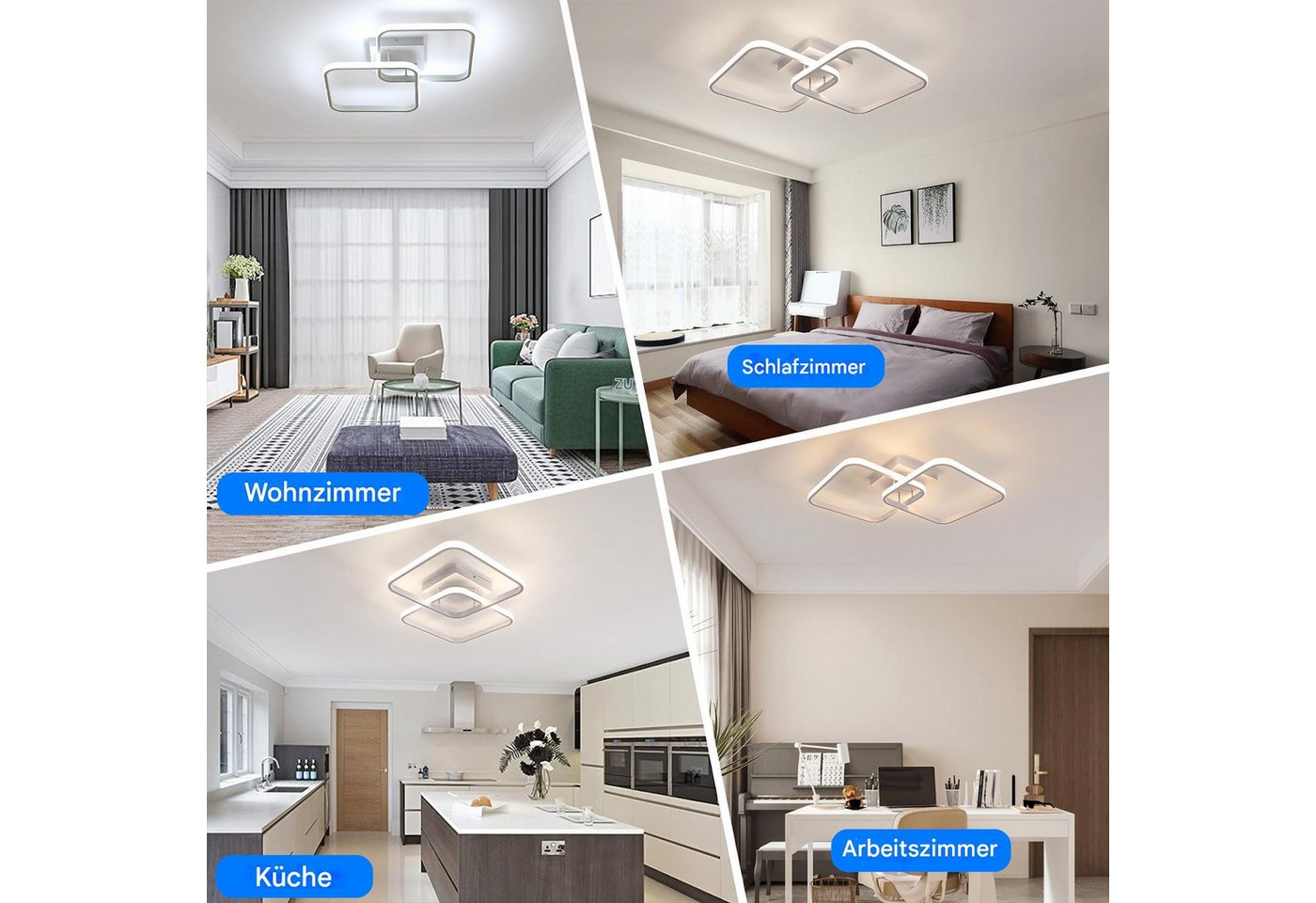 Riserva Deckenleuchte LED Deckenleuchte dimmbar 50W Fernbedienung Wohnzimmer Weiß, LED wechselbar – Bild 4 von 5