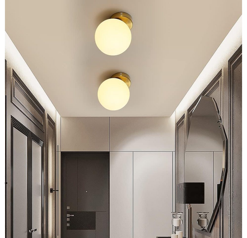 Riserva Deckenleuchten Glaskugel Wandleuchte Innen E27 Gold, Wandlampe für Flur – Bild 4 von 5