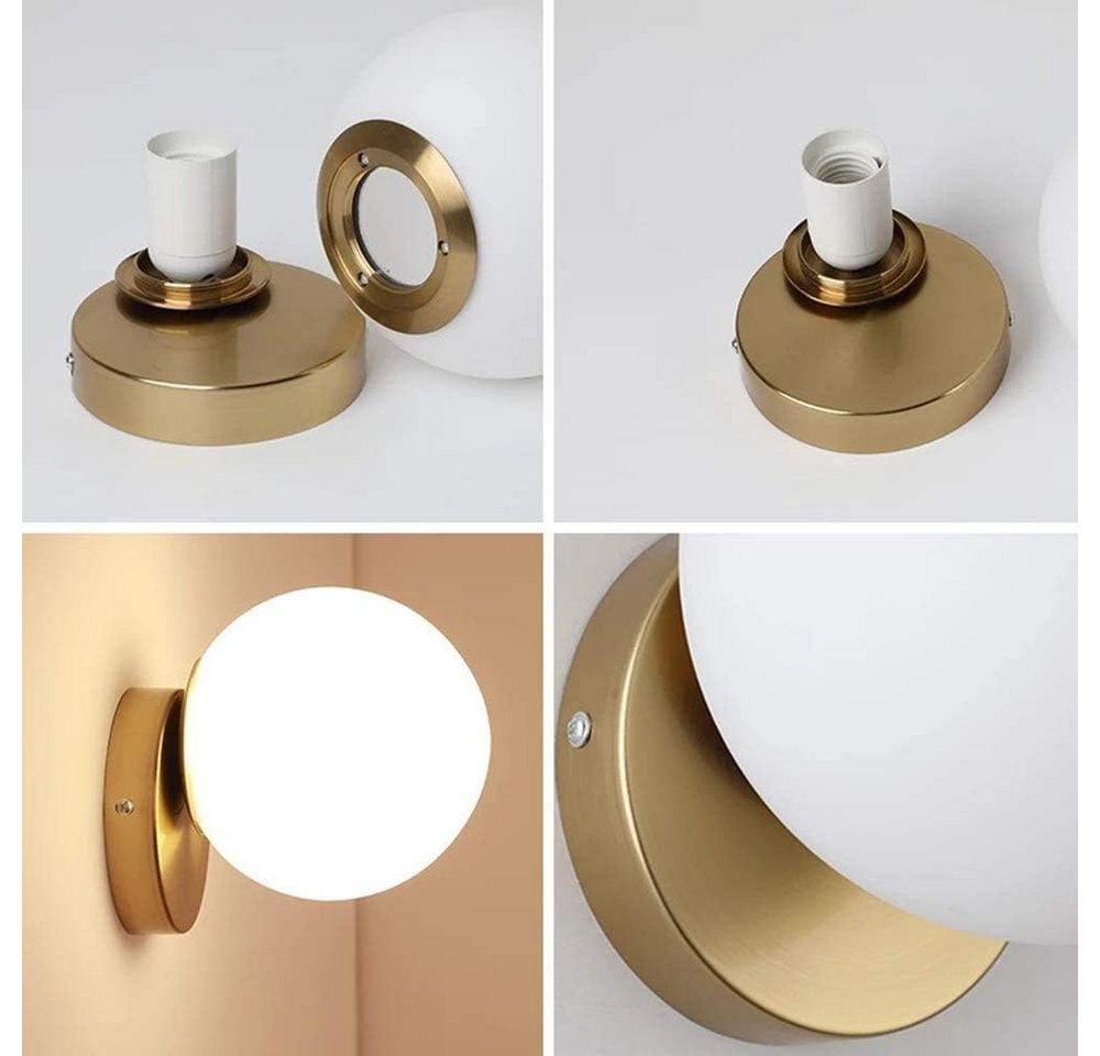 Riserva Deckenleuchten Glaskugel Wandleuchte Innen E27 Gold, Wandlampe für Flur – Bild 5 von 5