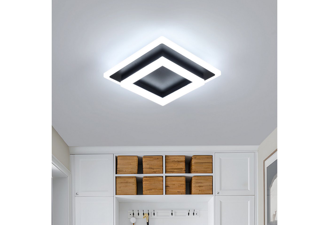 Riserva Deckenleuchten LED Deckenleuchte 24W, schwarz, 20cm, 6500K, Acryl, quadratisch – Bild 2 von 5