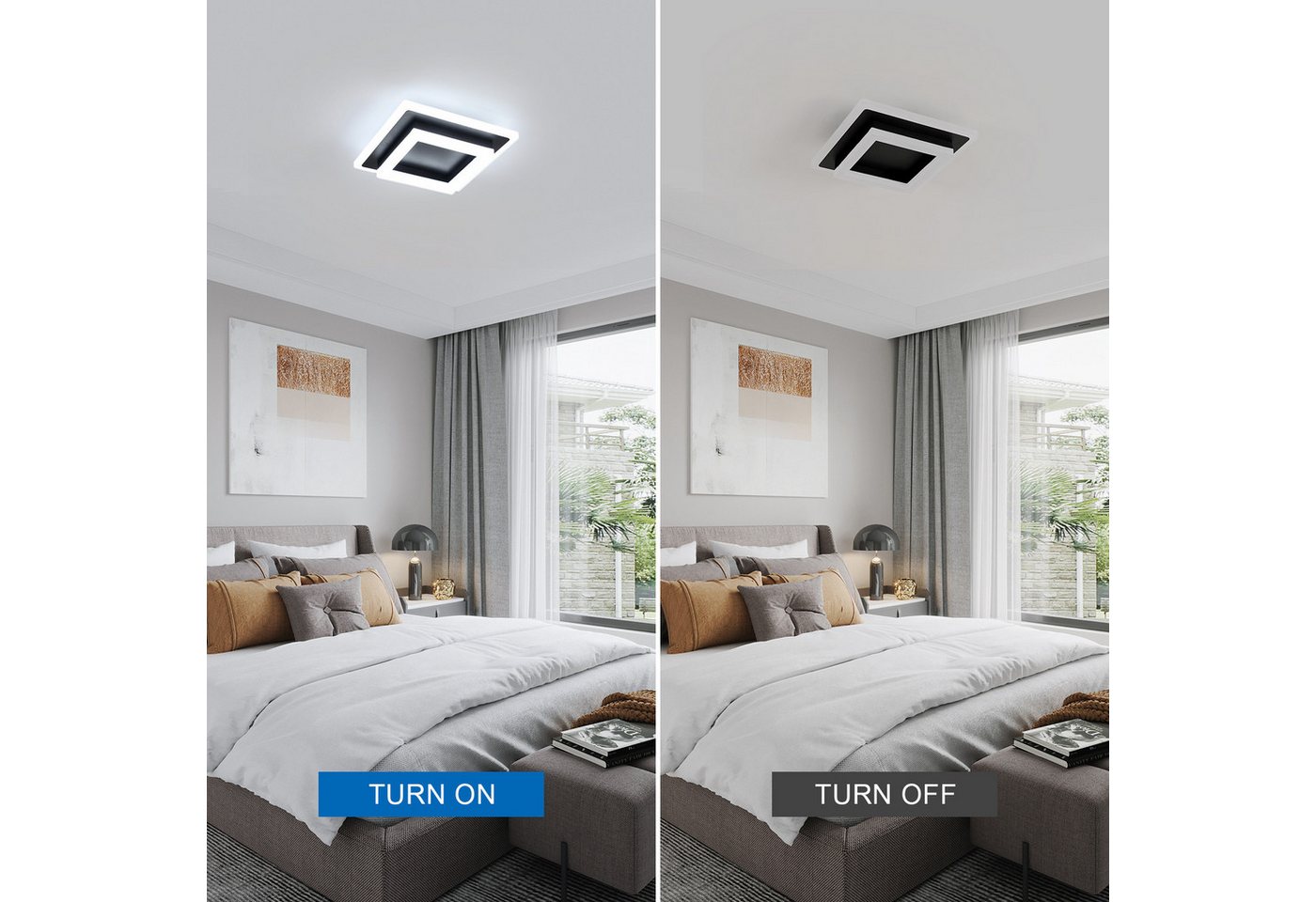 Riserva Deckenleuchten LED Deckenleuchte 24W, schwarz, 20cm, 6500K, Acryl, quadratisch – Bild 3 von 5