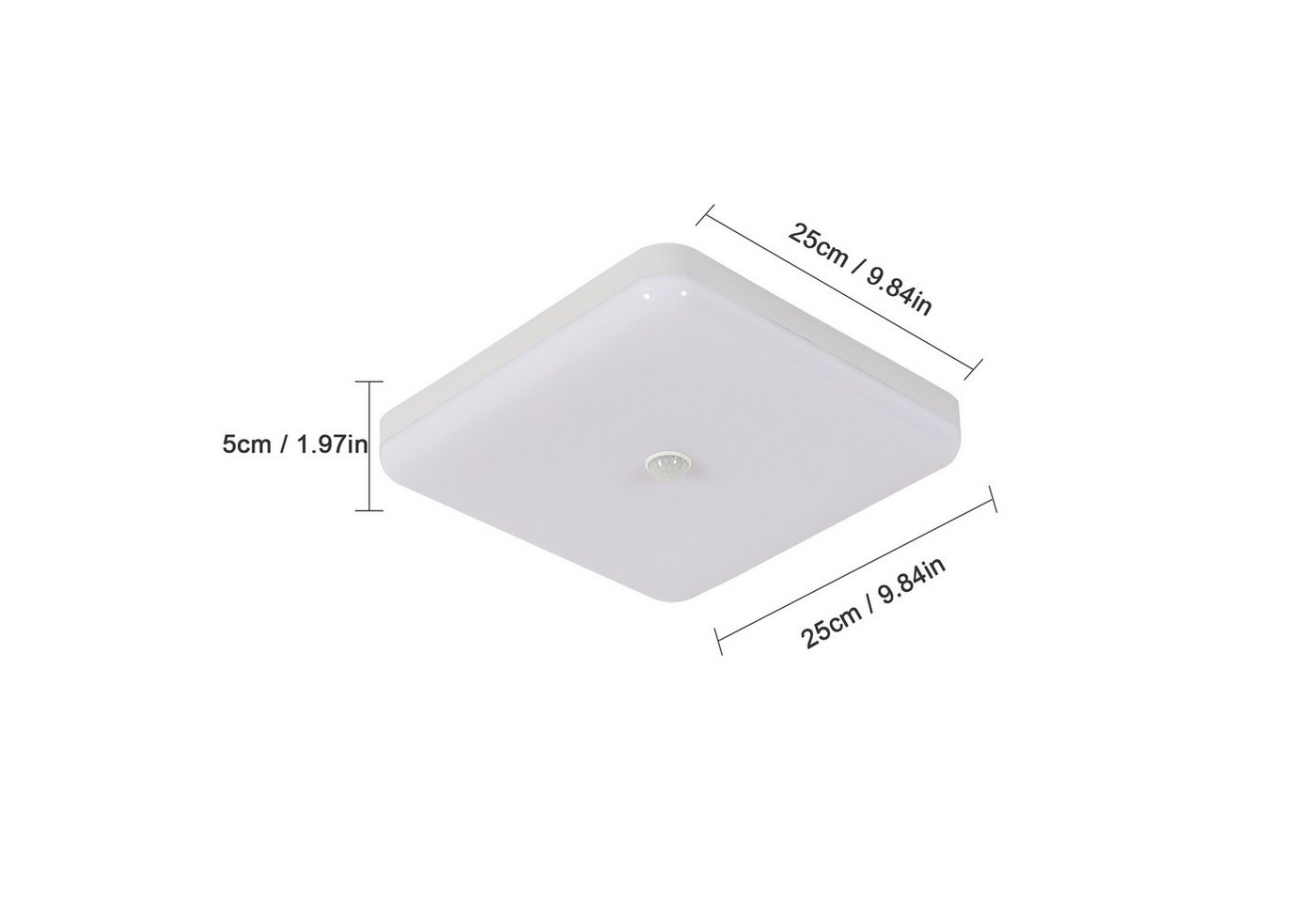 Riserva Deckenleuchten LED Deckenleuchte 36W 4000K, Deckenlampe 25x25cm mit Bewegungsmelder, LED wechselbar – Bild 4 von 5