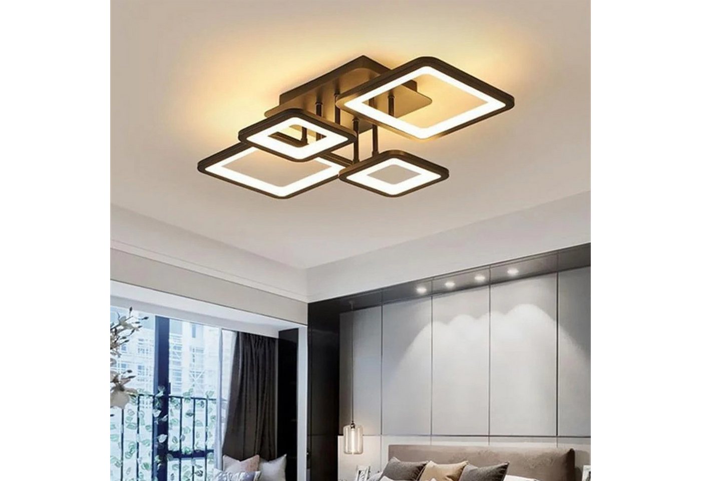 Riserva Deckenleuchten LED Deckenleuchte Schwarz 54W Stufenlos Dimmbar mit Fernbedienung, LED wechselbar – Bild 2 von 5