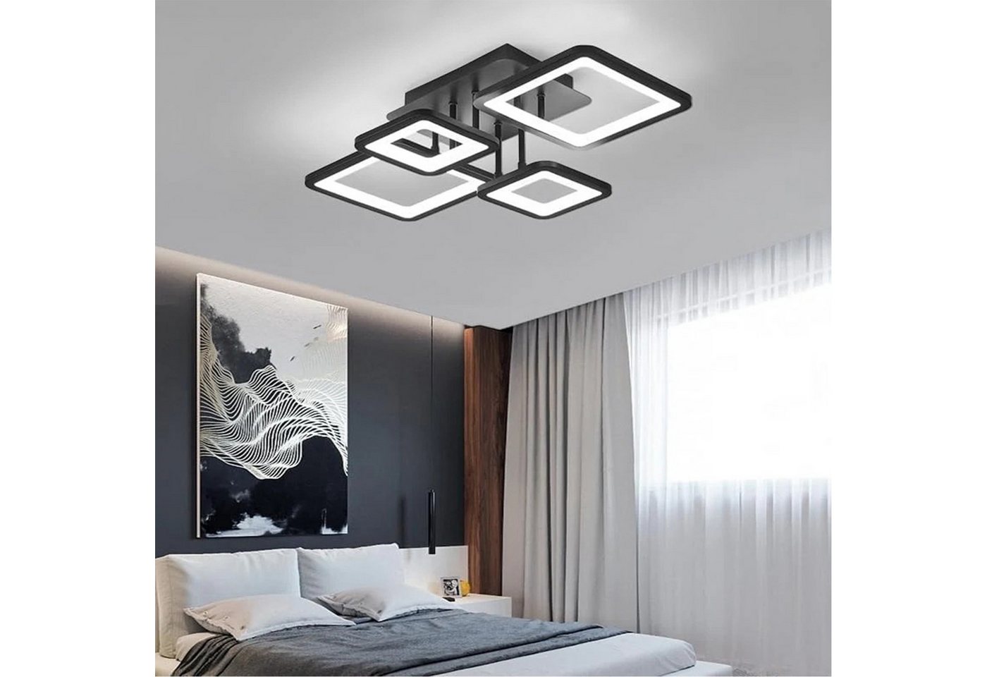 Riserva Deckenleuchten LED Deckenleuchte Schwarz 54W Stufenlos Dimmbar mit Fernbedienung, LED wechselbar – Bild 3 von 5