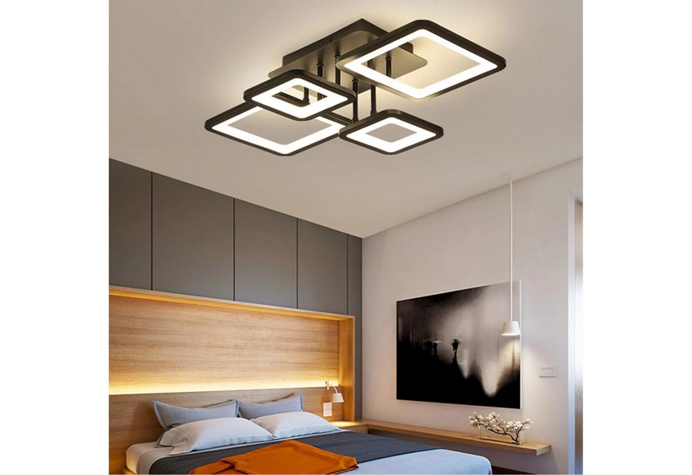 Riserva Deckenleuchten LED Deckenleuchte Schwarz 54W Stufenlos Dimmbar mit Fernbedienung, LED wechselbar – Bild 4 von 5