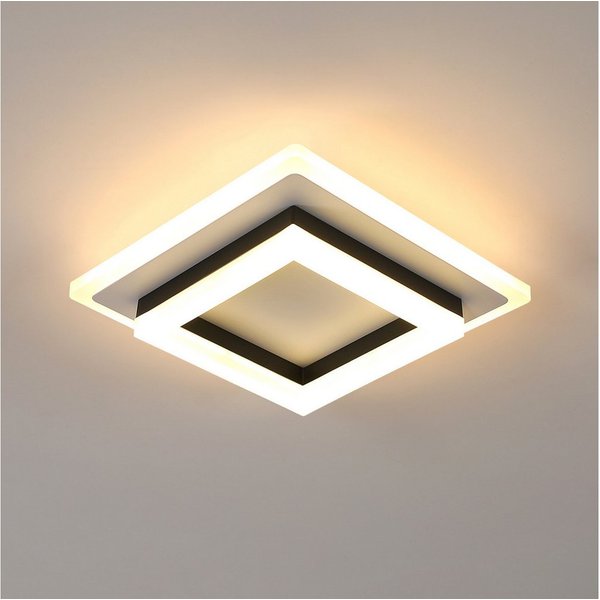 Riserva Deckenleuchten Moderne Quadrat LED Deckenleuchte Schwarz Weiß 24W Warmweiß 3000K